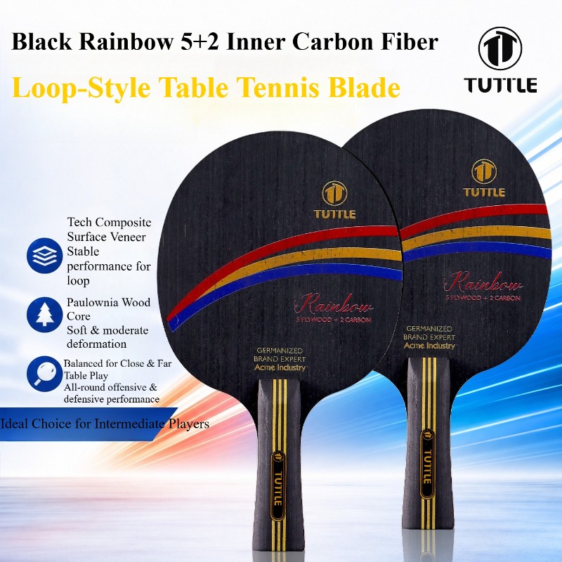 Table Tennis Paddle - TUTTLE Black Rainbow Inner Carbon Table