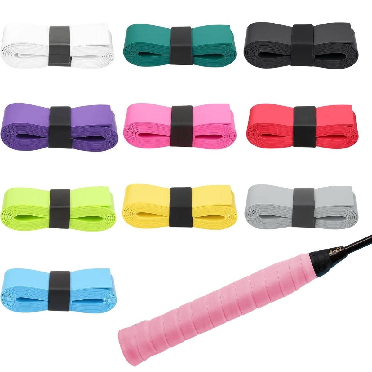 Side Tape Racket - 10Pcs Random Color Racket Grip Tape,