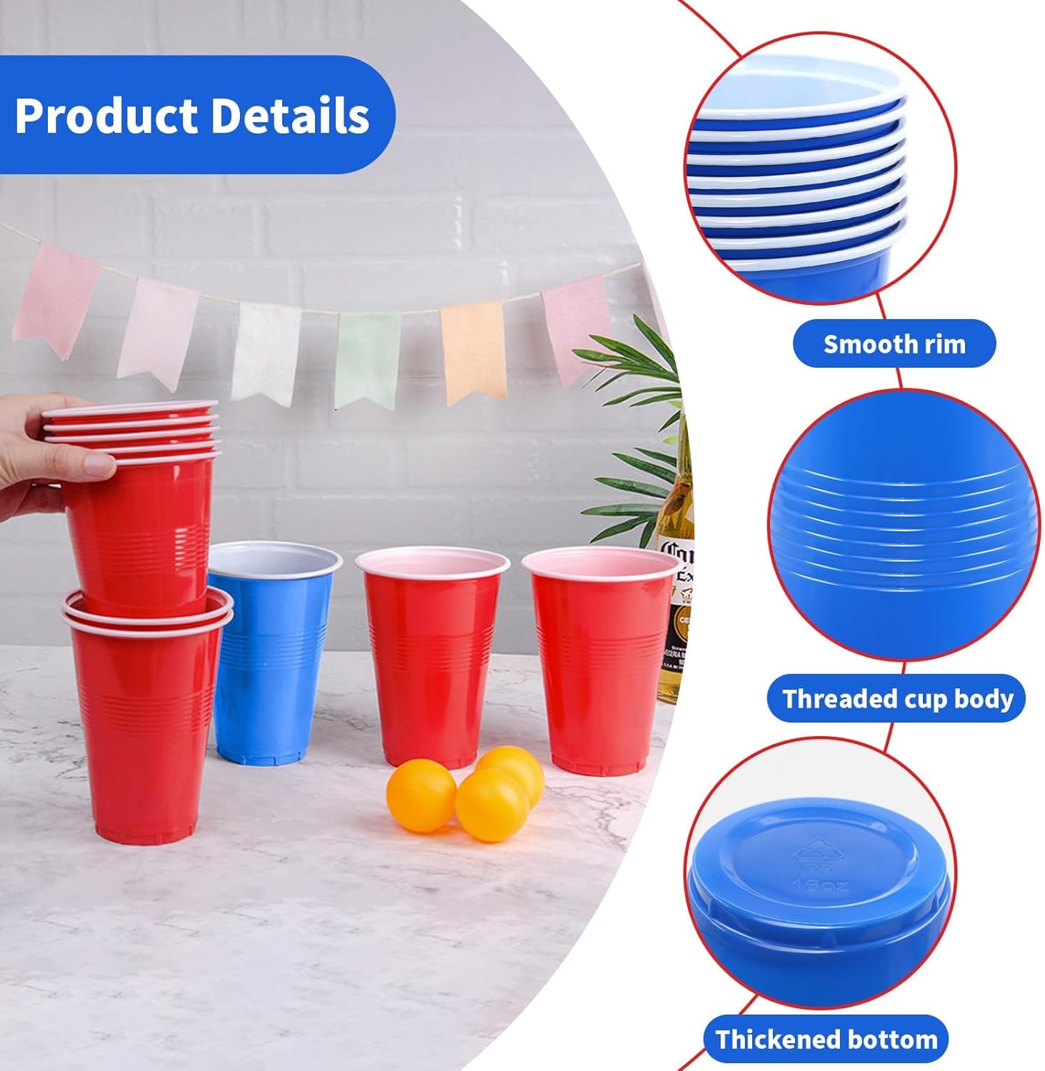 60 Pcs 16 Oz Plastic Party Cup - Table Tennis Kit recension och pris